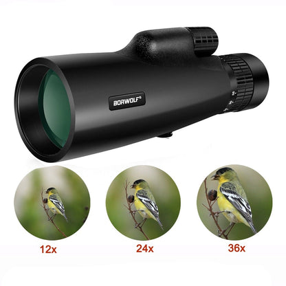 High Power 12-36x50 Monocular BAK4 Prism Optical Lens Light Night Vision Birdwatching Binoculars