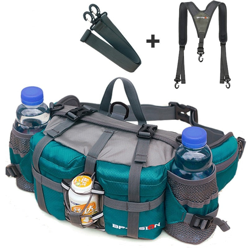 Multi-Compartment Outdoor Hiking Waist Bag For Hiking Cycling Water Bottle Travel Bag