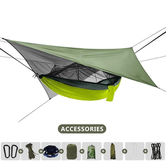 Large Camping Hammock 260x140cm With Mosquito Net And Canopy Lightweight Parachute Nylon Hammocks for Camping Hiking