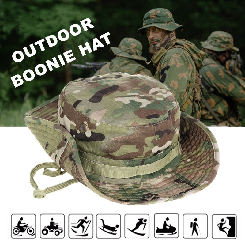 Camo Boonie Hat For Hiking Camping Trekking Backpacking Outdoor Travel Hat For Summer Autumn Spring, Sun Protection + Moisture Wicking