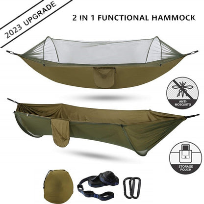 Camping Travel Hammock With Mosquito Net Lightweight Portable 210T Nylon Parachute Hammock For Wild Camping