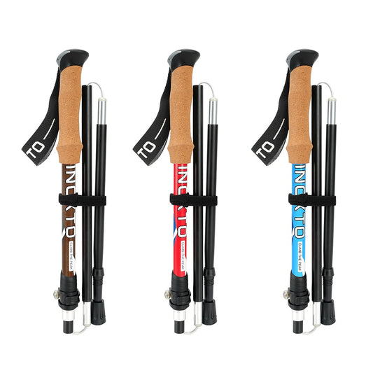 Telescopic Collapsible Trekking Poles Nordic Walking Sticks For Trekking Hiking - Foldable For Easy Storage In Backpack