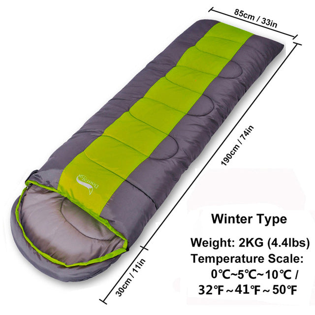 Winter Sleeping Bag Suitable For 5℃~0℃ Envelope Style One-Person Sleeping Bag For Cold Season Camping Hiking 